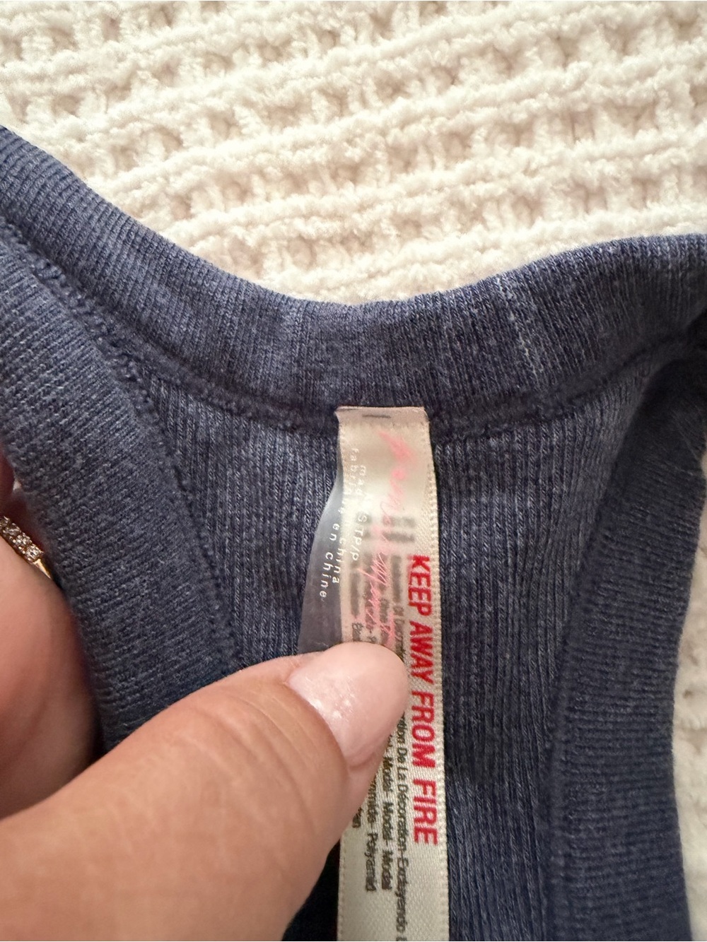 Free People Navy Ribbed Racerback Tank Top - Picture 2 of 3